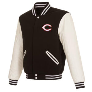 Cincinnati Reds Black and White Varsity Jacket