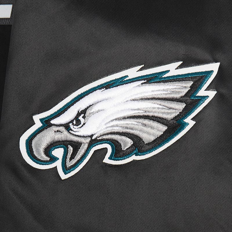Classic Philadelphia Eagles Black Satin Jacket - Image 7