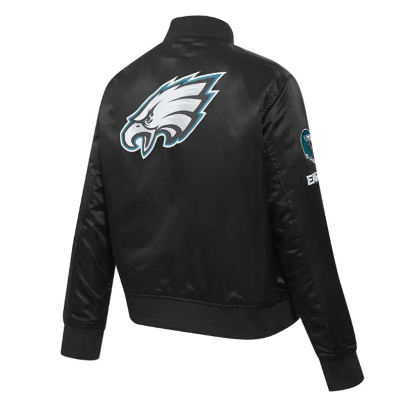 Classic Philadelphia Eagles Black Satin Jacket - Image 2