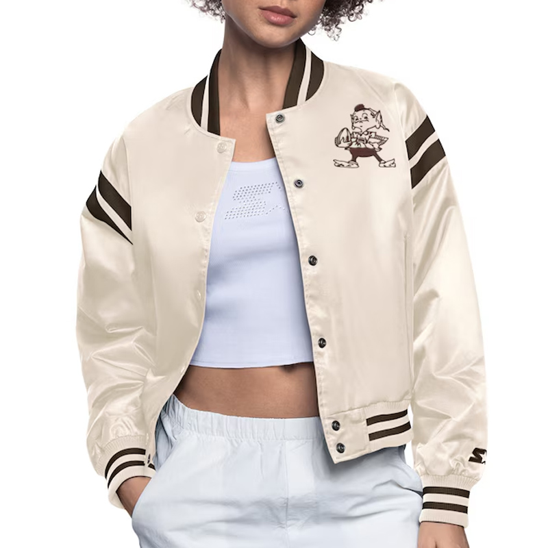 Cleveland Browns Cream Full Count Satin Jacket