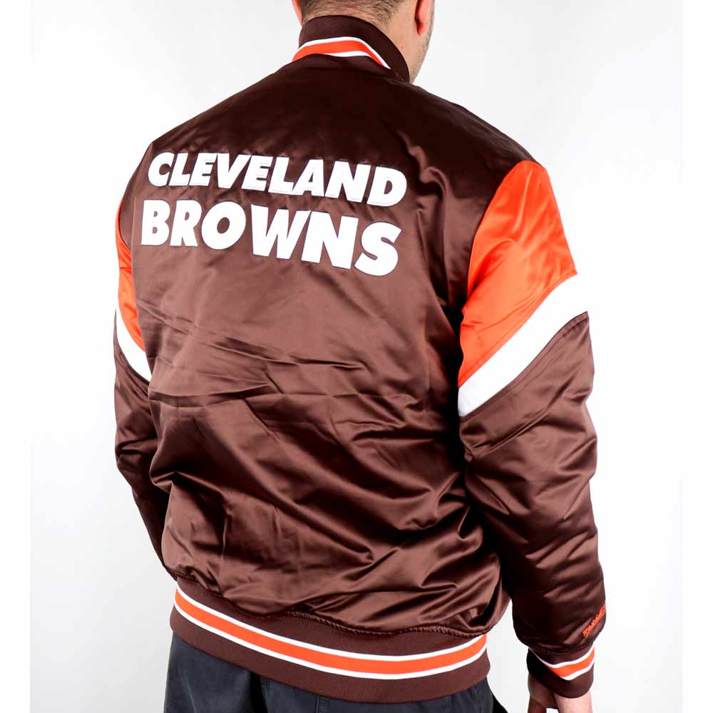 Cleveland Browns Heavyweight Brown Satin Jacket - Image 4