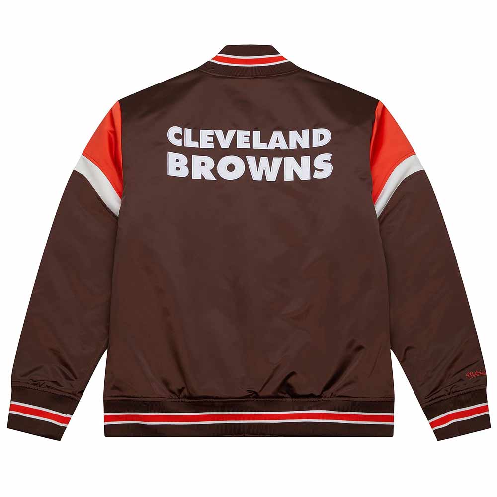 Cleveland Browns Heavyweight Brown Satin Jacket - Image 2