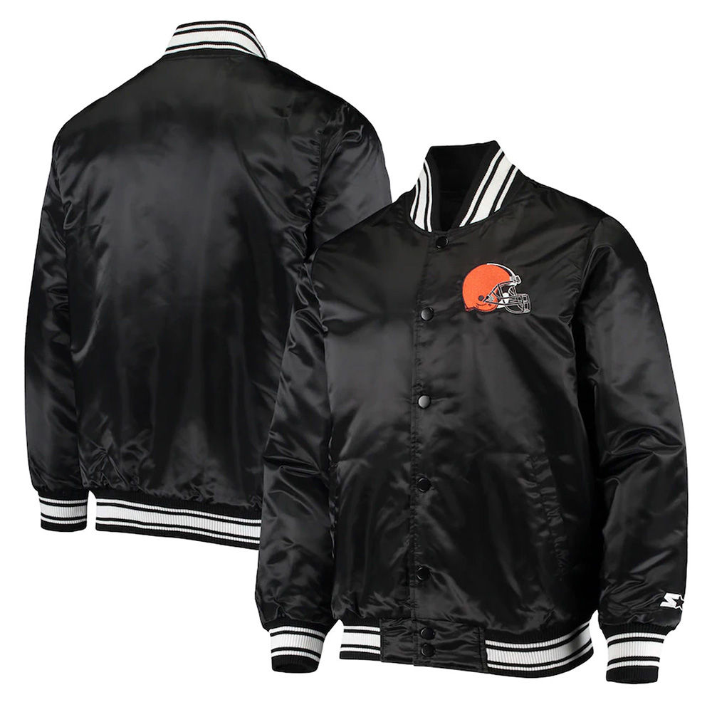Locker Room Cleveland Browns Black Satin Jacket - Image 3