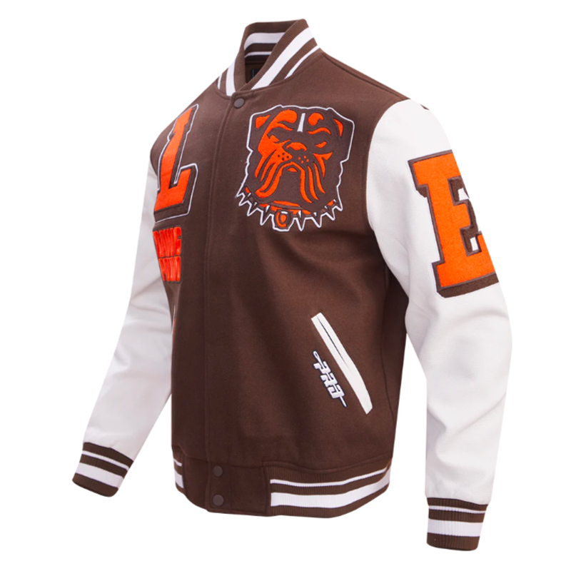Cleveland Browns Mashup Rib Varsity Wool/Leather Jacket - Image 3