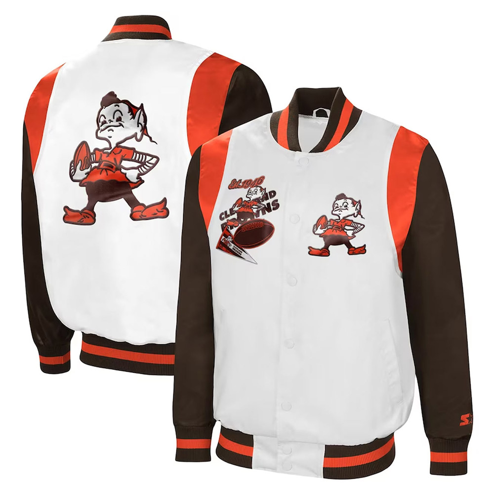 Cleveland Browns Retro The All-American White/Brown Jacket - Image 3