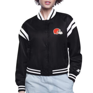 Cleveland Browns Printed Logo Varsity Satin Jacket