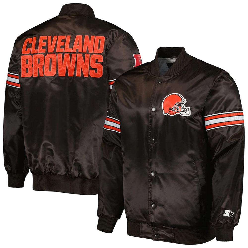 Cleveland Browns The Pick and Roll Brown Satin Jacket - Image 3