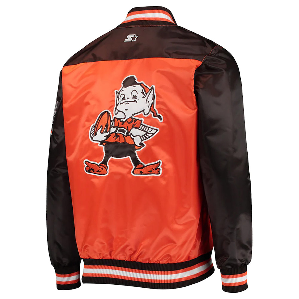 Cleveland Browns The Tradition II Brown and Orange Satin Jacket - Image 2