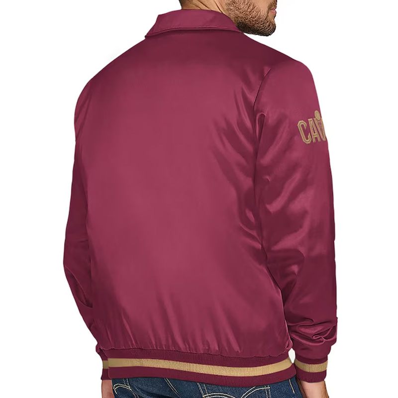 Cleveland Cavaliers Stitch Applique Wine Satin Jacket - Image 2