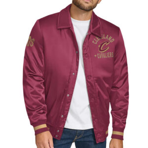 Cleveland Cavaliers Stitch Applique Wine Satin Jacket
