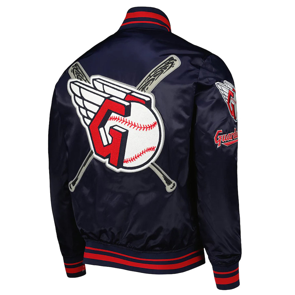 Cleveland Guardians Mash Up Satin Navy Jacket - Image 2