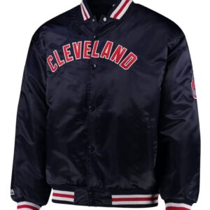 Cleveland Indians Navy Full-Button Satin Jacket