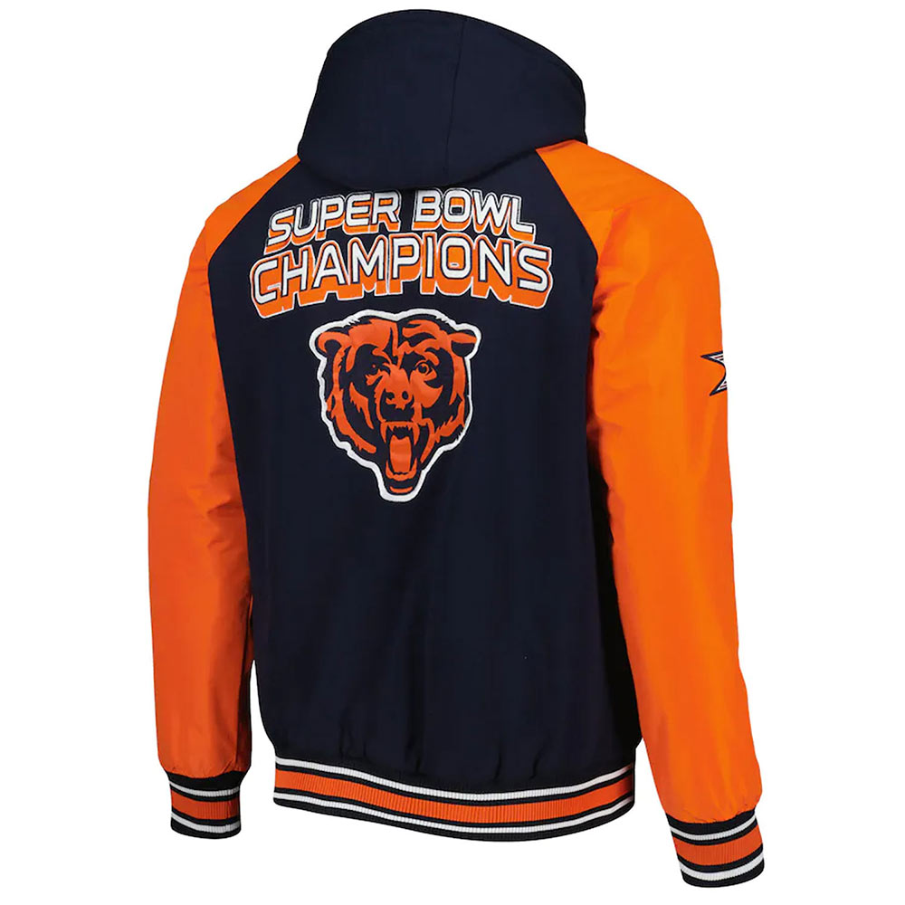 Chicago Bears Defender College Navy Hoodie Varsity Jacket - Image 2
