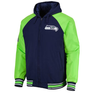 Seattle Seahawks College Defender Navy Hooded Varsity Jacket