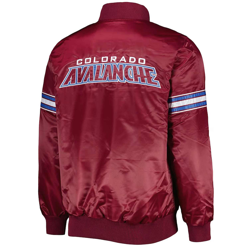 Colorado Avalanche Pick & Roll Burgundy Satin Jacket - Image 2