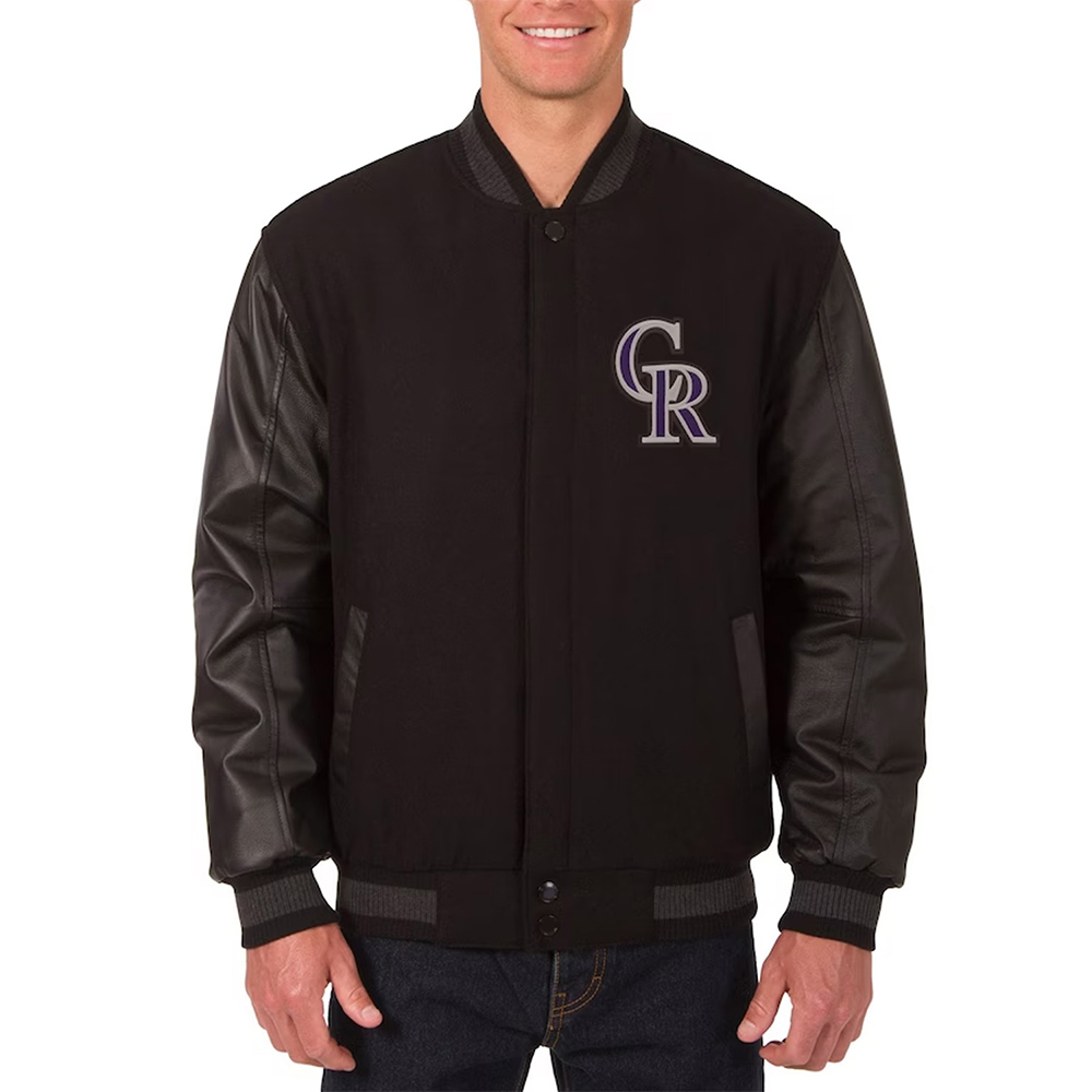 Colorado Rockies Varsity Black Wool/Leather Jacket