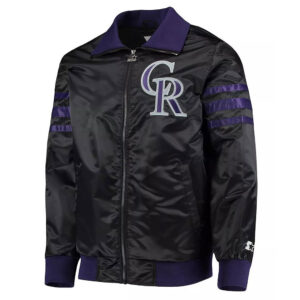 The Captain II Colorado Rockies Black Satin Varsity Jacket