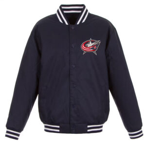 Navy Columbus Blue Jackets Front Hit Poly Twill Jacket