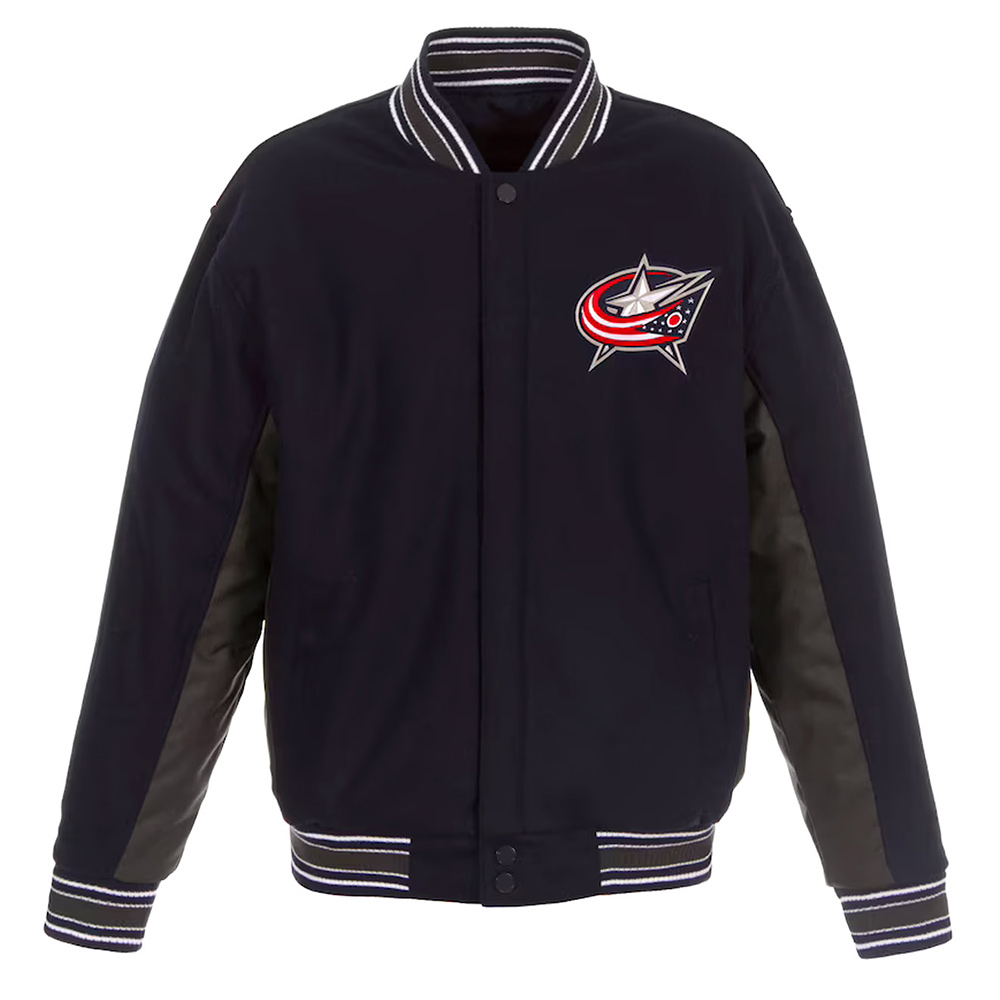 Columbus Blue Jackets Navy/Charcoal Wool Poly-Twill Accent Jacket