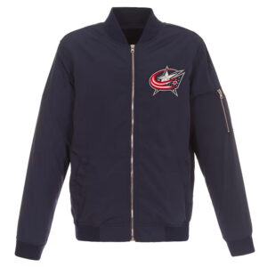 Navy Columbus Blue Jackets Nylon Lightweight Bomber Jacket