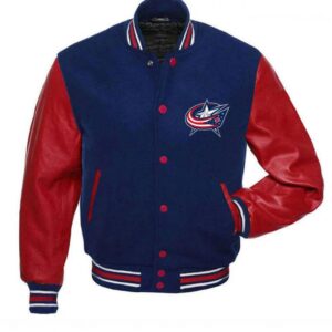 Columbus Blue Jackets Blue and Red Letterman Jacket