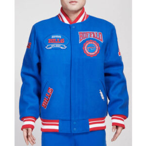 Buffalo Bills Crest Emblem Royal Varsity Wool Jacket