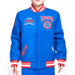 Buffalo Bills Crest Emblem Royal Varsity Jacket
