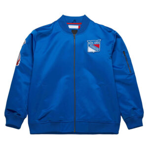 NY Rangers Current Logo Royal Bomber Satin Jacket