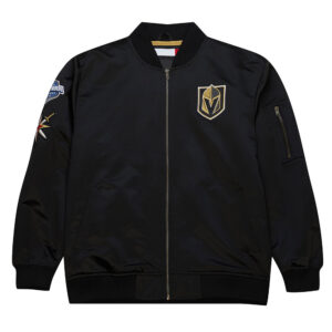 Vegas Golden Knights Current Logo Black Bomber Satin Jacket