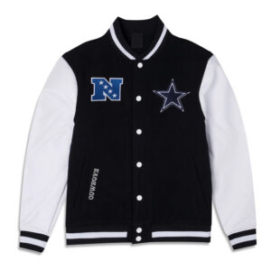 Dallas Cowboys 3rd Down Navy/White Varsity Full-Snap Wool/Leather Jacket