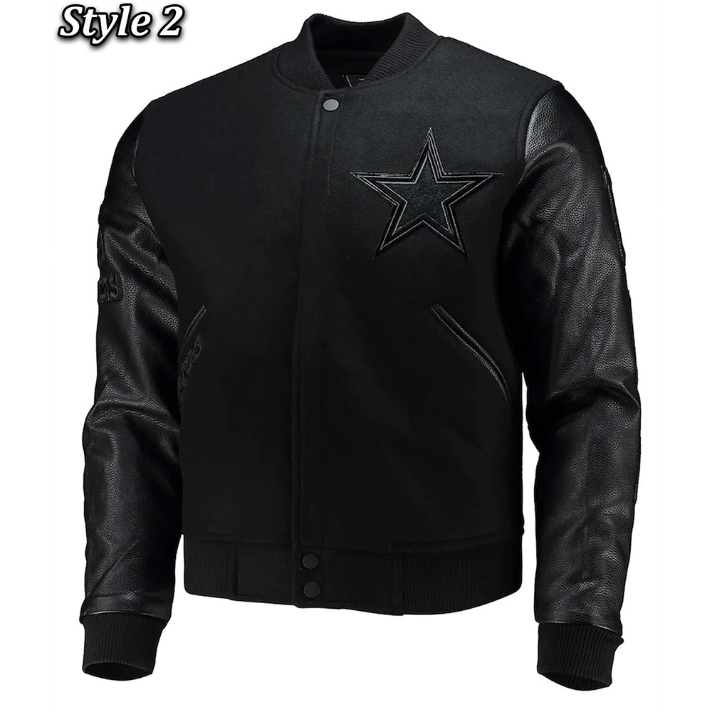 Dallas Cowboys Logo Black Letterman Jacket - Image 2