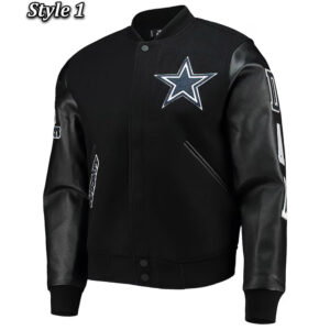 Dallas Cowboys Logo Black Letterman Jacket