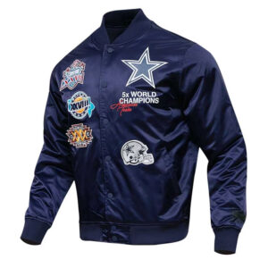 Championship Dallas Cowboys Navy Blue Satin Jacket