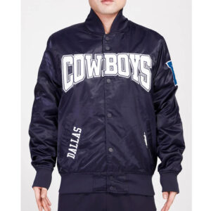 Dallas Cowboys Crest Emblem Midnight Navy Satin Jacket