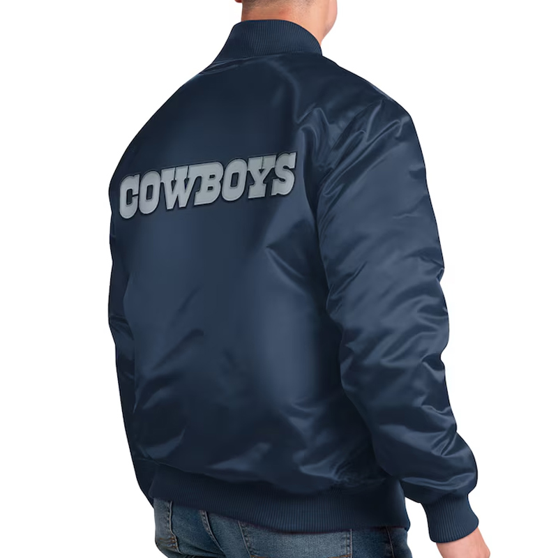 Dallas Cowboys Exclusive Navy Varsity Satin Jacket - Image 2