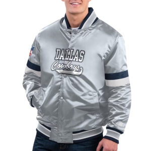 Dallas Cowboys Home Game Silver Satin Jacket