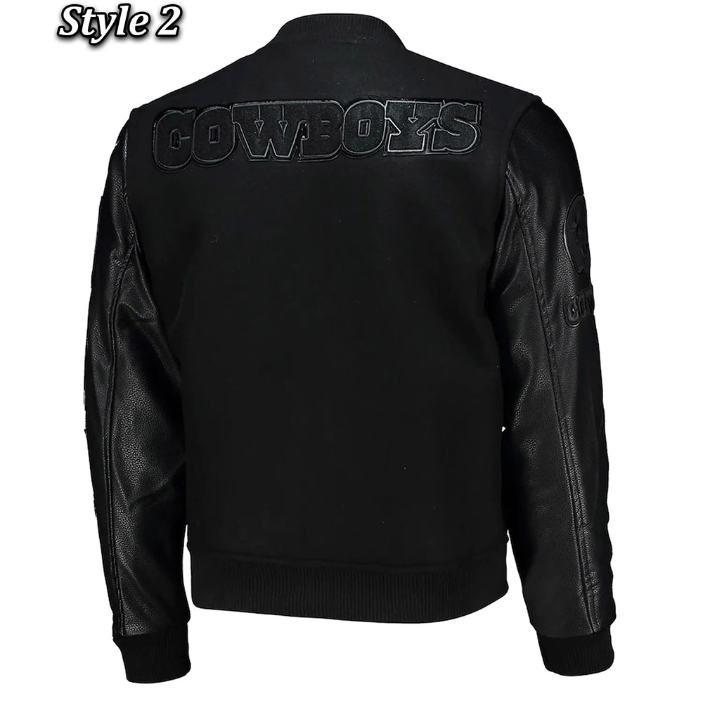 Dallas Cowboys Logo Black Letterman Jacket - Image 4