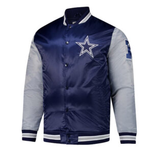 Dallas Cowboys Navy and Gray Team Satin Jacket