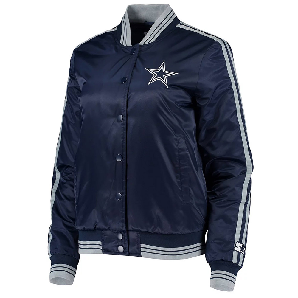 Navy Blue Overtime Dallas Cowboys Satin Jacket