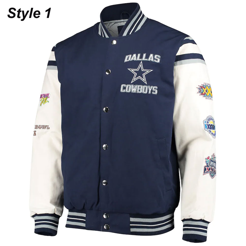 Super Bowl 5x Champions Dallas Cowboys Navy/White Varsity Jacket