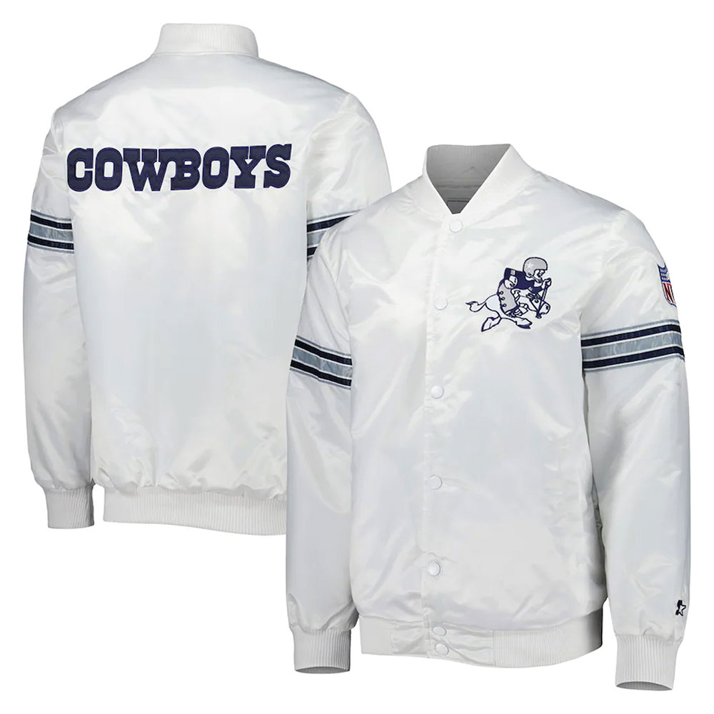 Dallas Cowboys The Power Forward White Satin Jacket - Image 3