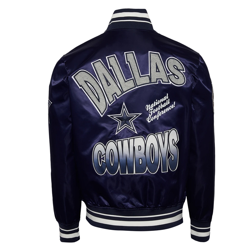 Dallas Cowboys Turn It Up M Classic Rib Navy Satin Jacket - Image 2