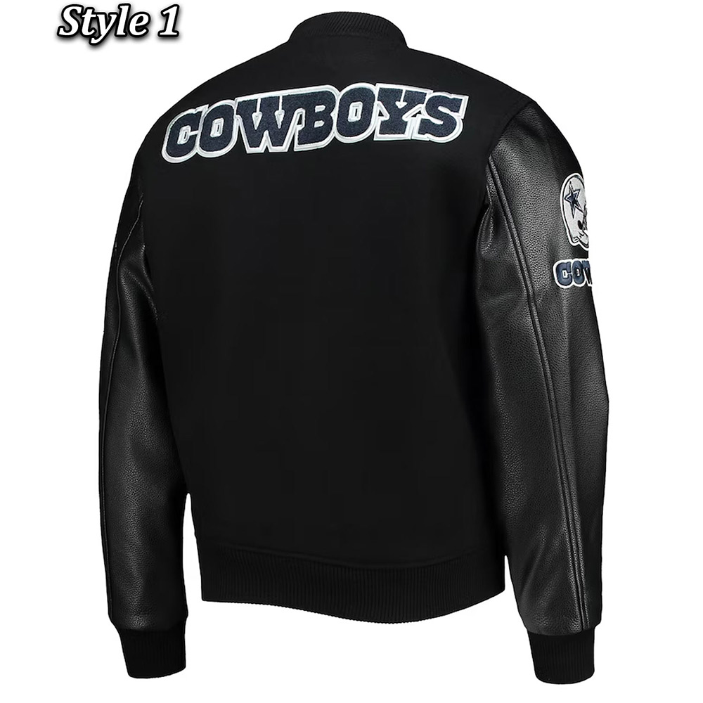 Dallas Cowboys Logo Black Letterman Jacket - Image 3