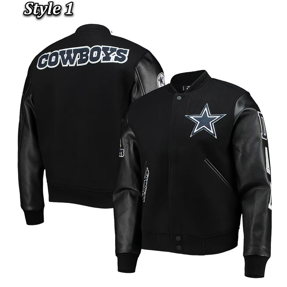 Dallas Cowboys Logo Black Letterman Jacket - Image 5