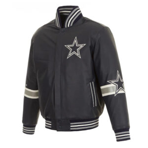 Dallas Cowboys Striped Varsity Leather Jacket