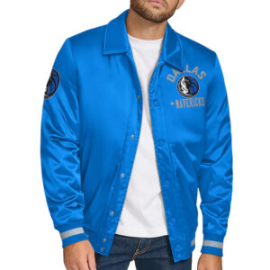 Dallas Mavericks Stitch Applique Blue Satin Jacket