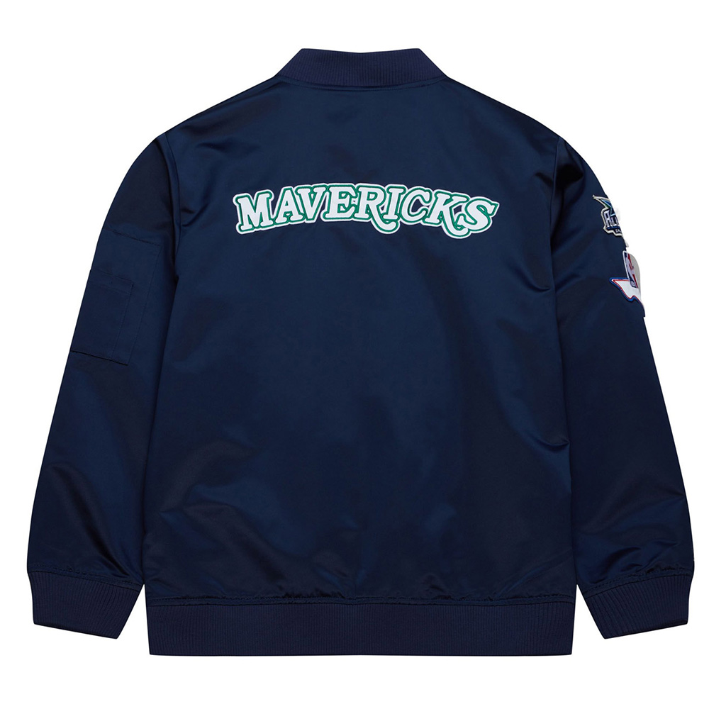 Dallas Mavericks Vintage Logo Navy Lightweight Satin Jacket - Image 2