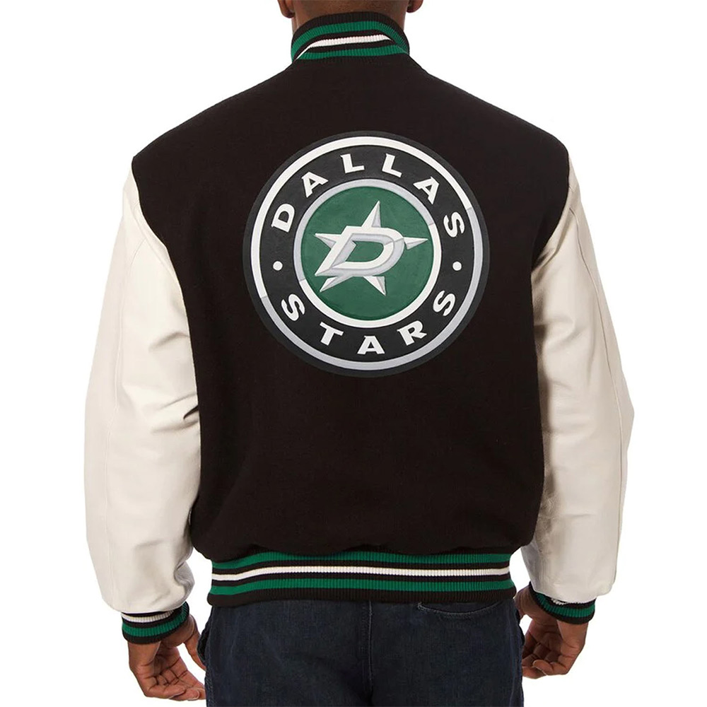Varsity Dallas Stars Black and White Two-Tone Jacket - Image 3