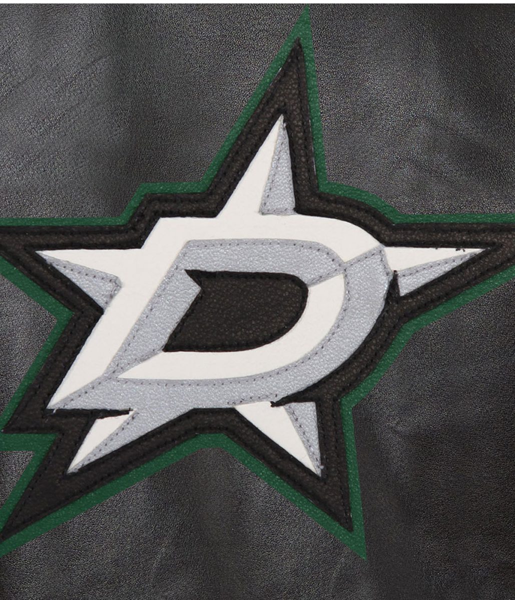 Varsity Dallas Stars Black Leather Jacket - Image 3