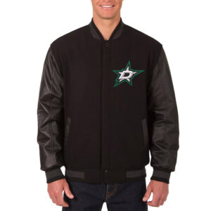 Dallas Stars Wool/Leather Black Varsity Full-Snap Jacket